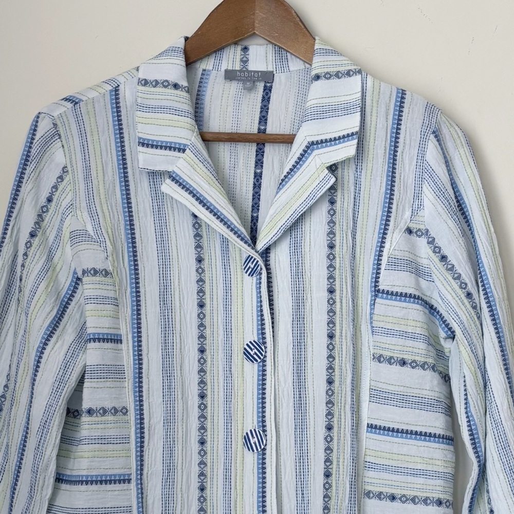 Habitat Coastal Textured Stripe Button Up Swing Tunic Top Medium - Picture 3 of 9